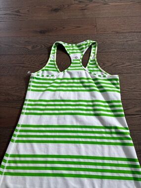 Lululemon Green & White Striped Racerback Tank Top | Athletic Yoga Activewear